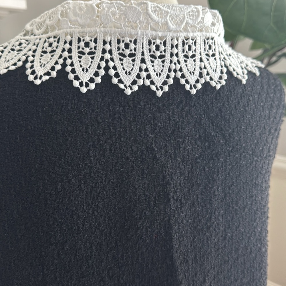 NEW Boucle Dress w/ Lace & Tie Collar - Picture 7 of 8